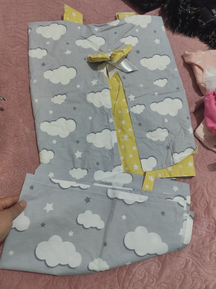 Gri Bulut Desenli Çocuk Uyku Seti - Görsel 4