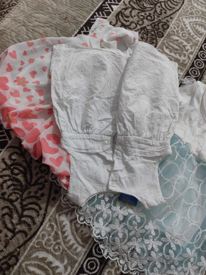 Dantel ve Nakış Detaylı Beyaz Kız Elbisesi - Görsel 3