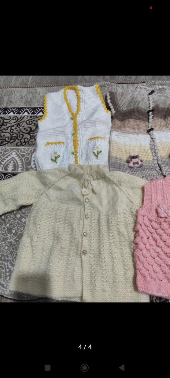 Nakışlı Beyaz Bohem Örgü Kız Yeleği - Görsel 3