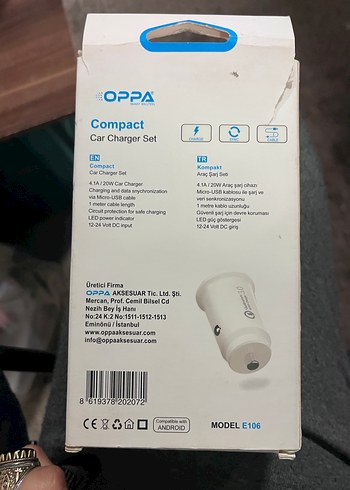 OPPA 18W Hızlı Şarjlı Beyaz Araç Şarj Cihazı - Görsel 2