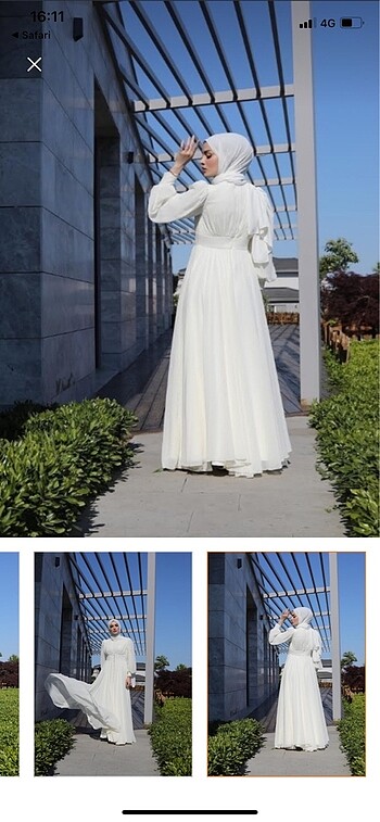 Diğer Hennin kırık beyaz tesettür nikah elbisesi abiye