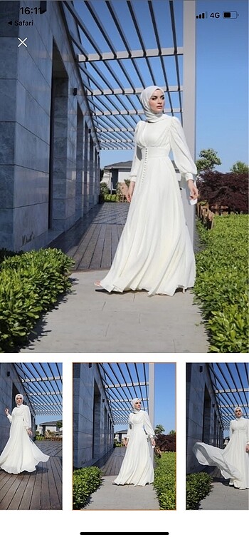38 Beden beyaz Renk Hennin kırık beyaz tesettür nikah elbisesi abiye