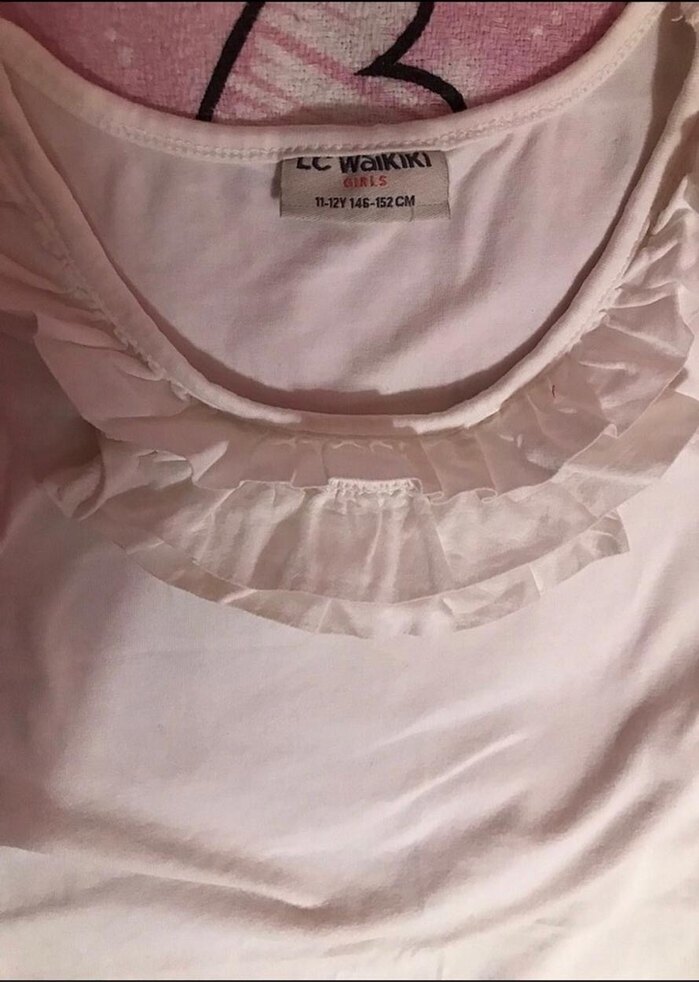 Kızlar için beyaz fırfırlı kolsuz keten yelek - Görsel 2