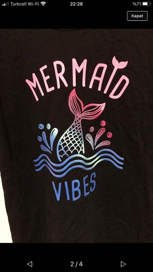 Kız Çocuk Siyah V Yaka Baskılı Tişört - Görsel 2