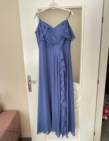 Mavi renk abiye elbise