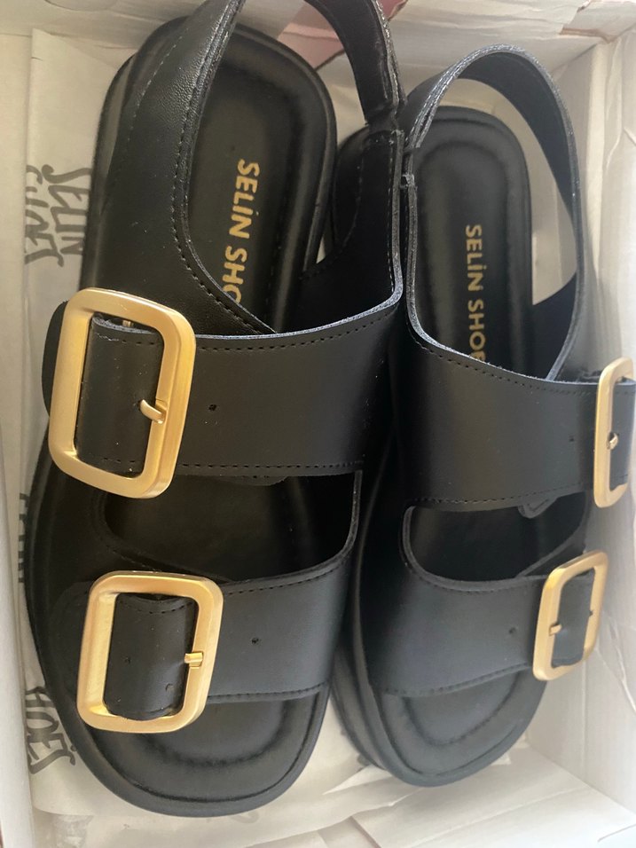 Tokalı Siyah Platform Kadın Sandalet - Görsel 2