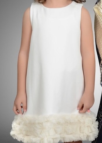 Kız Çocuk Beyaz Fırfırlı Kolsuz Elbise - Görsel 2