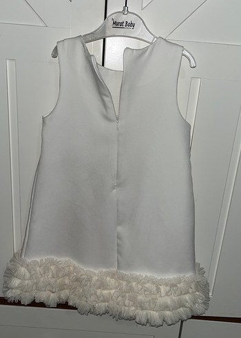 Kız Çocuk Beyaz Fırfırlı Kolsuz Elbise - Görsel 3