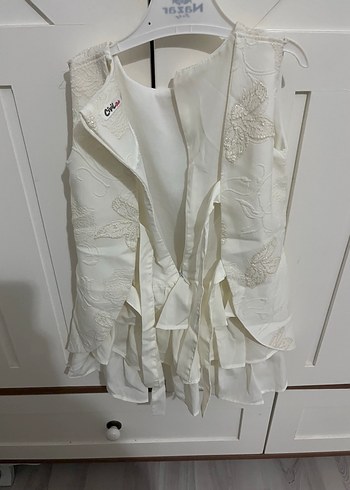 Beyaz Nakışlı Bohem Kız Elbisesi - Görsel 4