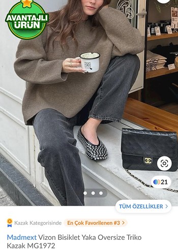 Madmext Vizon Bisiklet Yaka Oversize Triko Kazak