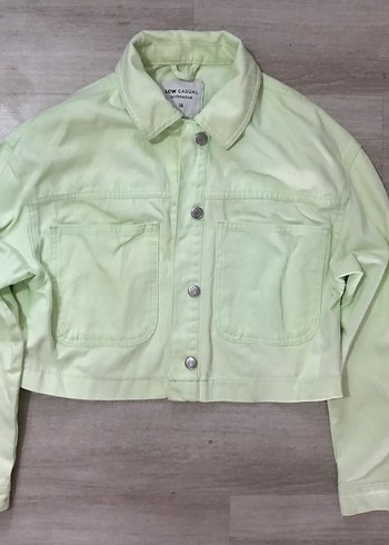 Düğmeli Pastel Yeşil Kadın Denim Ceket
