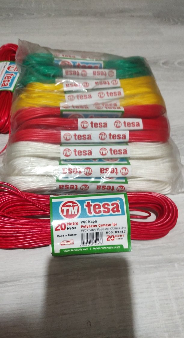 Renkli Polyester Çamaşır İpi 20 Metre - Görsel 2
