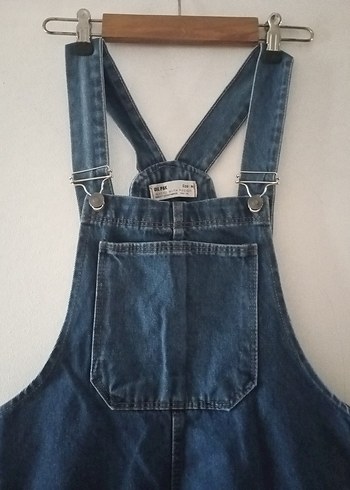 Diğer Kadın Lacivert Denim Midi Askılı Tulum