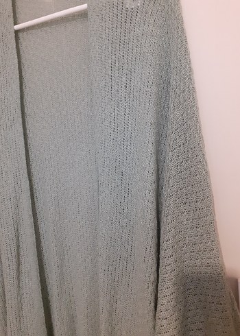 mint yeşili Bohem V Yakalı Örgü Kadın Hırka - Görsel 2