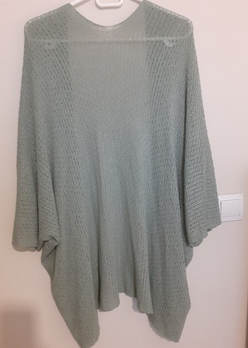 mint yeşili Bohem V Yakalı Örgü Kadın Hırka - Görsel 4