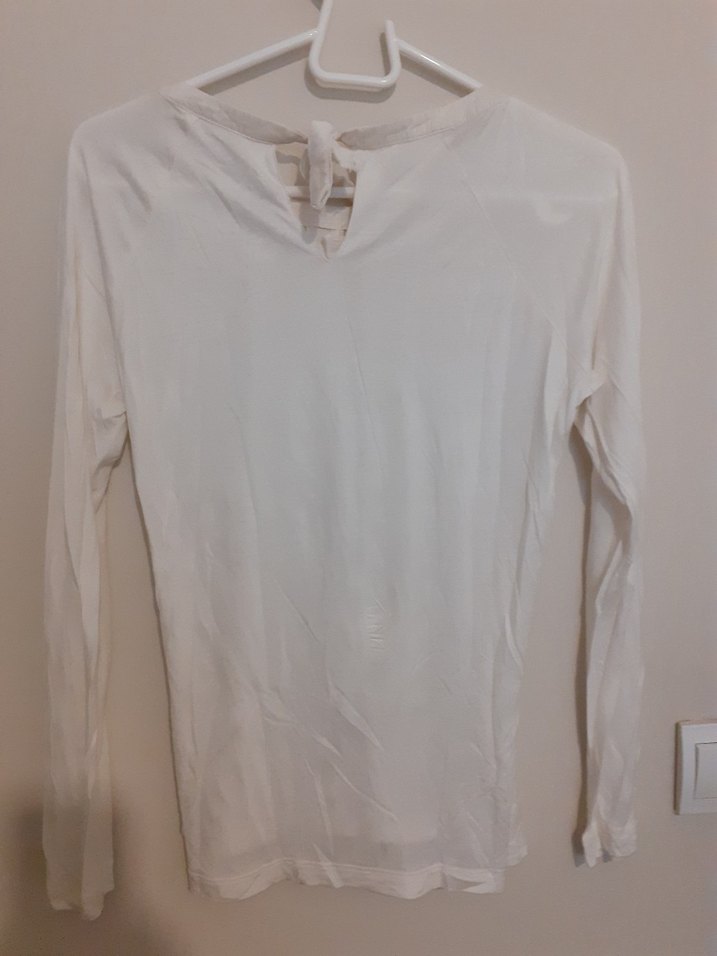 Uzun Kollu Beyaz Keten Bohem Bluz - Görsel 2