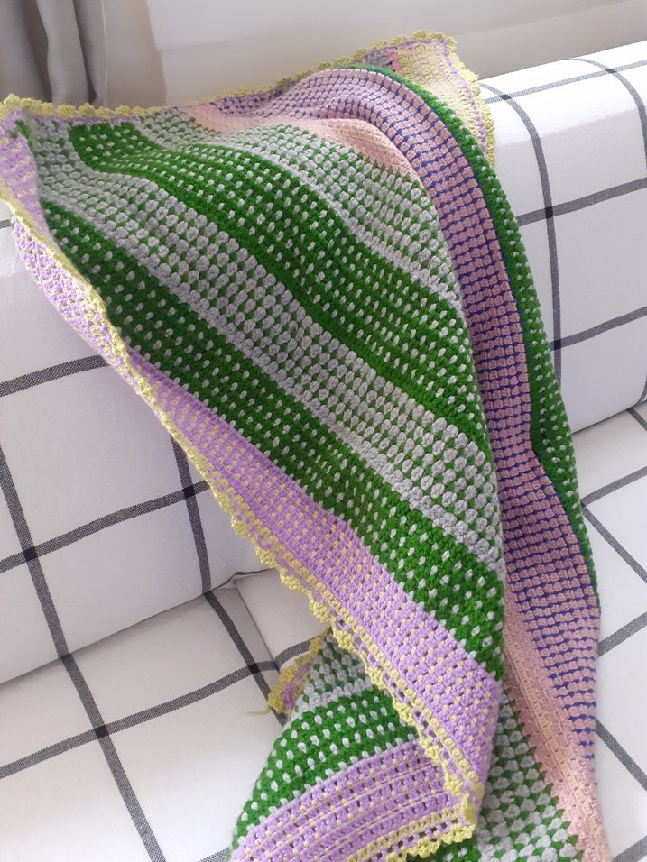 Çok Renkli Pastel el örgüsü çok amacli örtü battaniye - Görsel 3