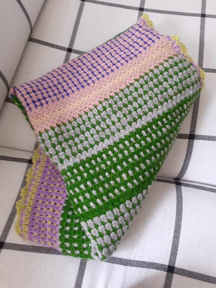 Çok Renkli Pastel el örgüsü çok amacli örtü battaniye - Görsel 4