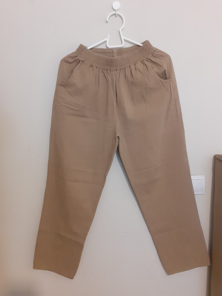 Bej Kadın Midi Kumaş Pantolon - Görsel 2