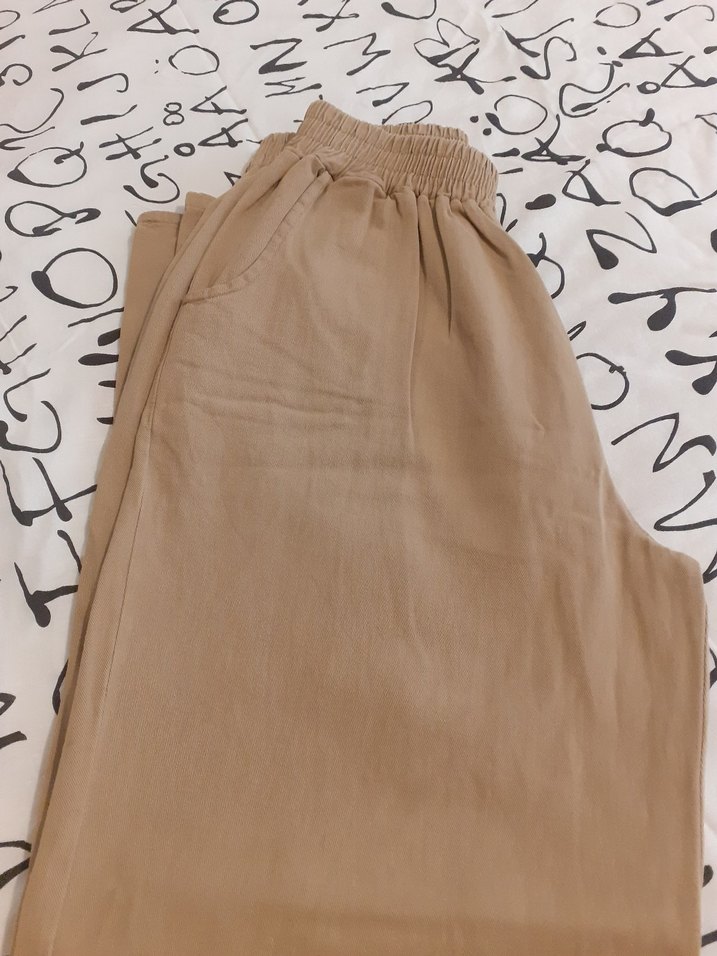 Bej Kadın Midi Kumaş Pantolon - Görsel 3