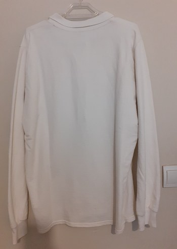 Erkek Beyaz Uzun Kollu Polo Yaka Tişört - Görsel 3