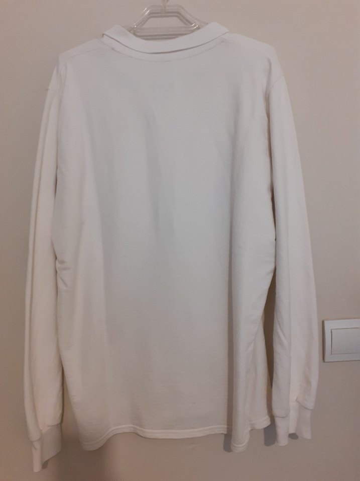 Erkek Beyaz Uzun Kollu Polo Yaka Tişört - Görsel 3