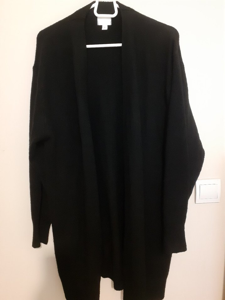 Kadın Siyah Midi Yün Hırka h&m yumoş hırka - Görsel 2