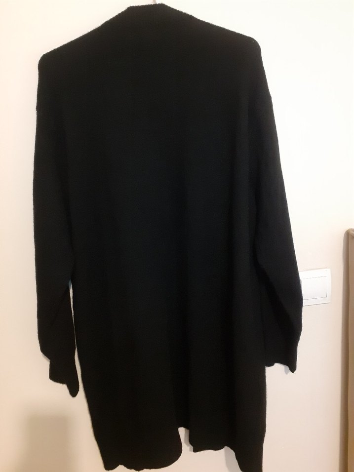 Kadın Siyah Midi Yün Hırka h&m yumoş hırka - Görsel 5