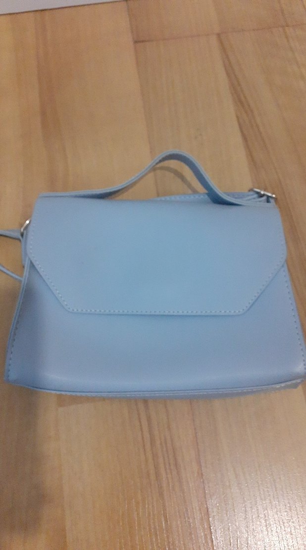 Minimalist Mavi Deri Kadın Çanta - Görsel 3