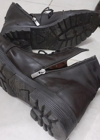 Kahverengi Deri Erkek Biker Bot - Görsel 4