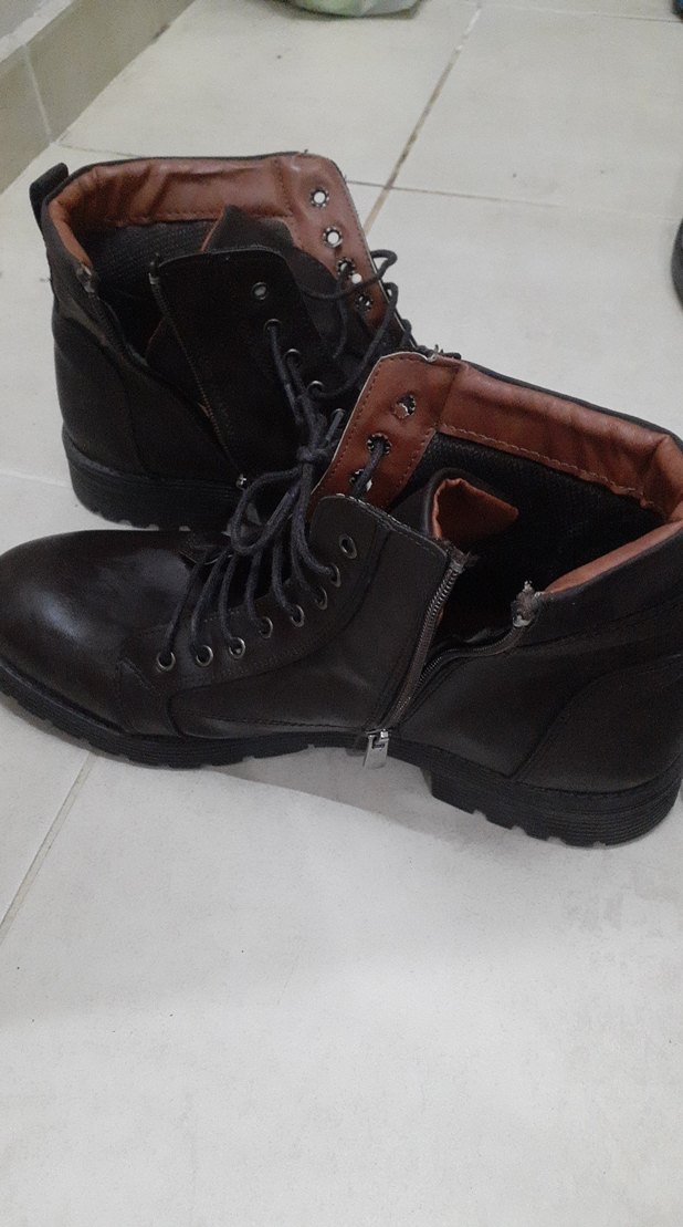 Kahverengi Deri Erkek Biker Bot - Görsel 2