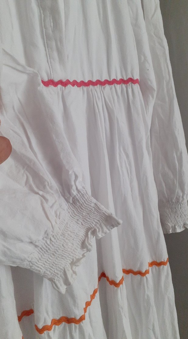 Pamuk Beyaz Uzun Bohem Elbise QUQA markası - Görsel 3