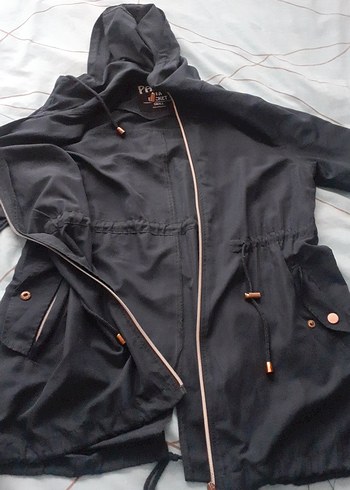 Düğmeli  fermuarlı lacivert Midi Kadın Ceket - Görsel 5