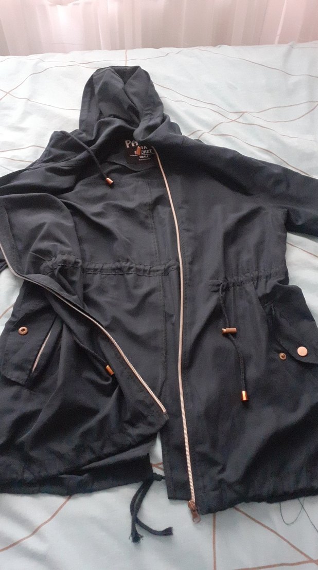 Düğmeli  fermuarlı lacivert Midi Kadın Ceket - Görsel 5