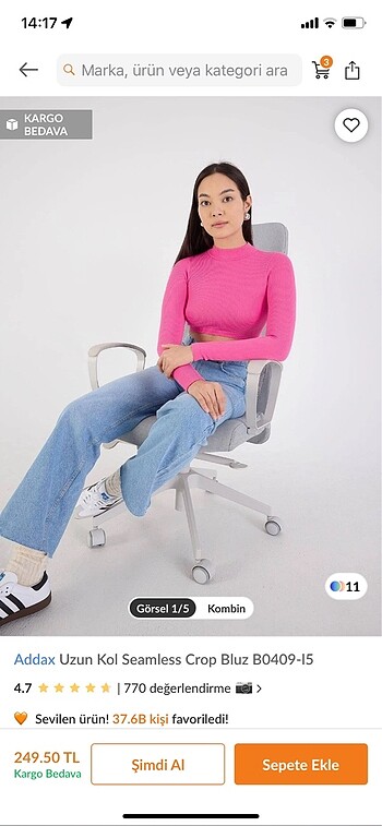 m Beden pembe Renk Addax uzun kol crop bluz