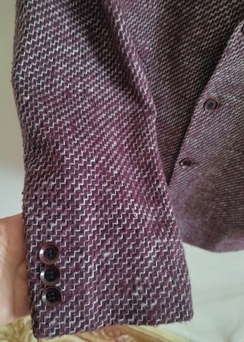 Bordo Düğmeli Yün Erkek Ceket - Görsel 2