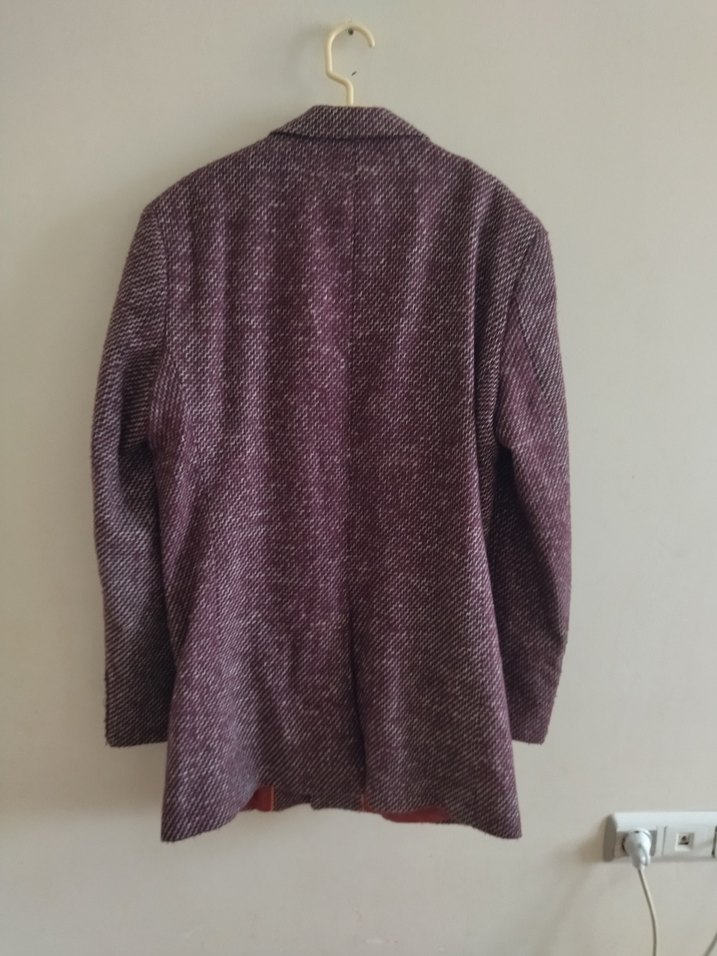 Bordo Düğmeli Yün Erkek Ceket - Görsel 3