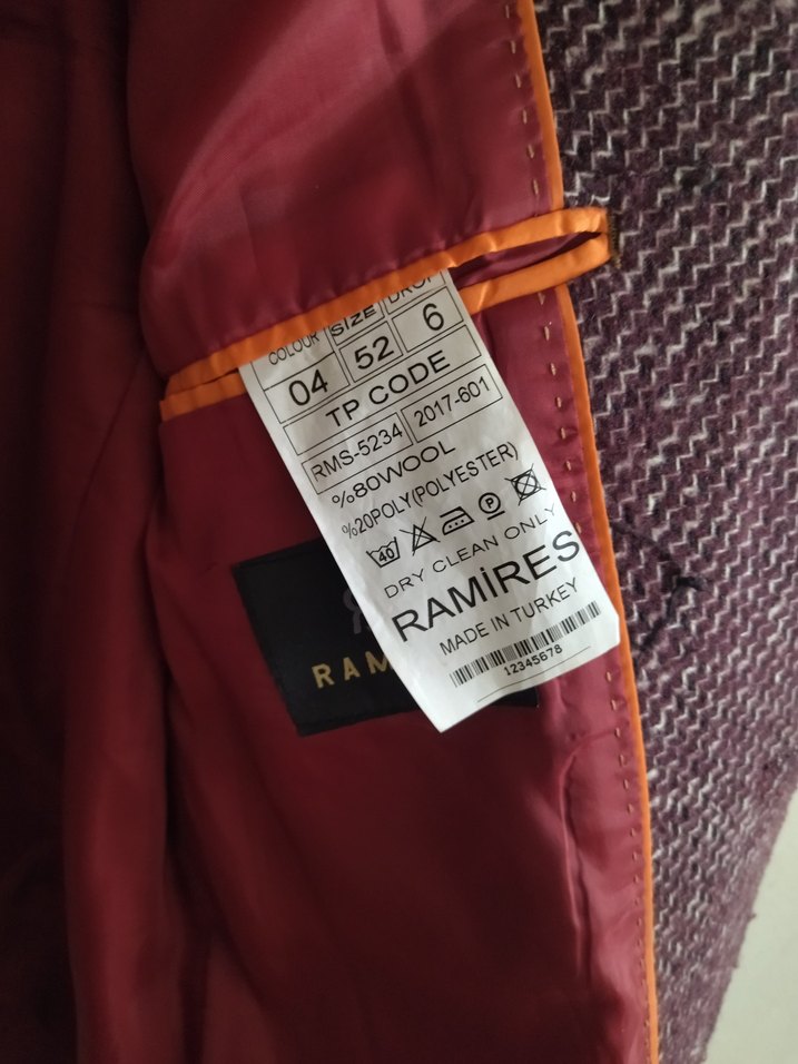 Bordo Düğmeli Yün Erkek Ceket - Görsel 4