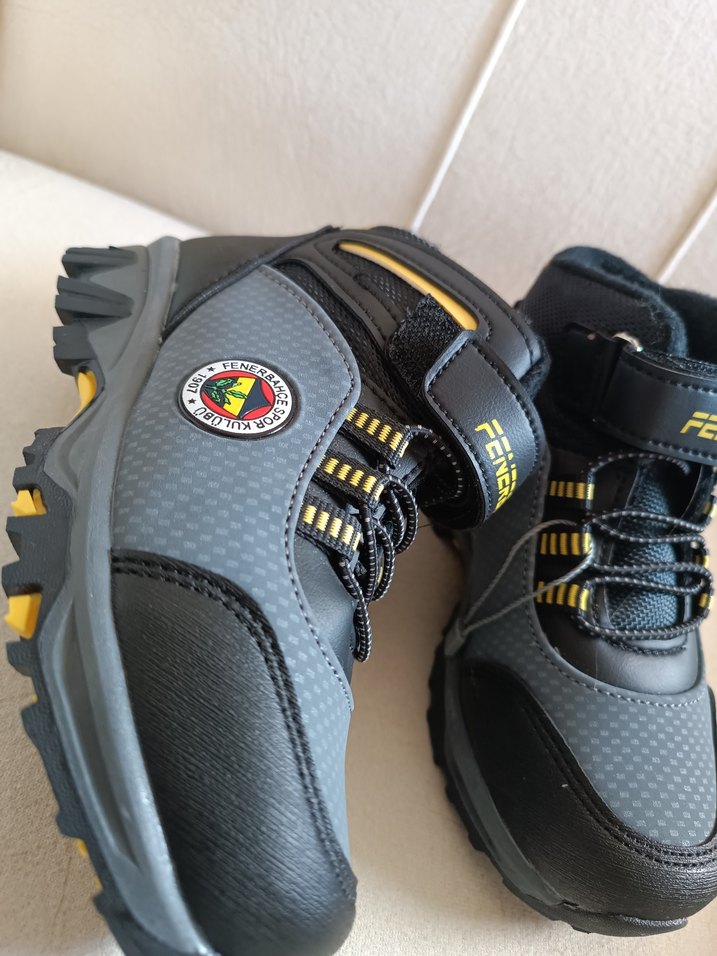 Gri Erkek Çocuk Spor Ayakkabı Velcro Bağcıklı - Görsel 3