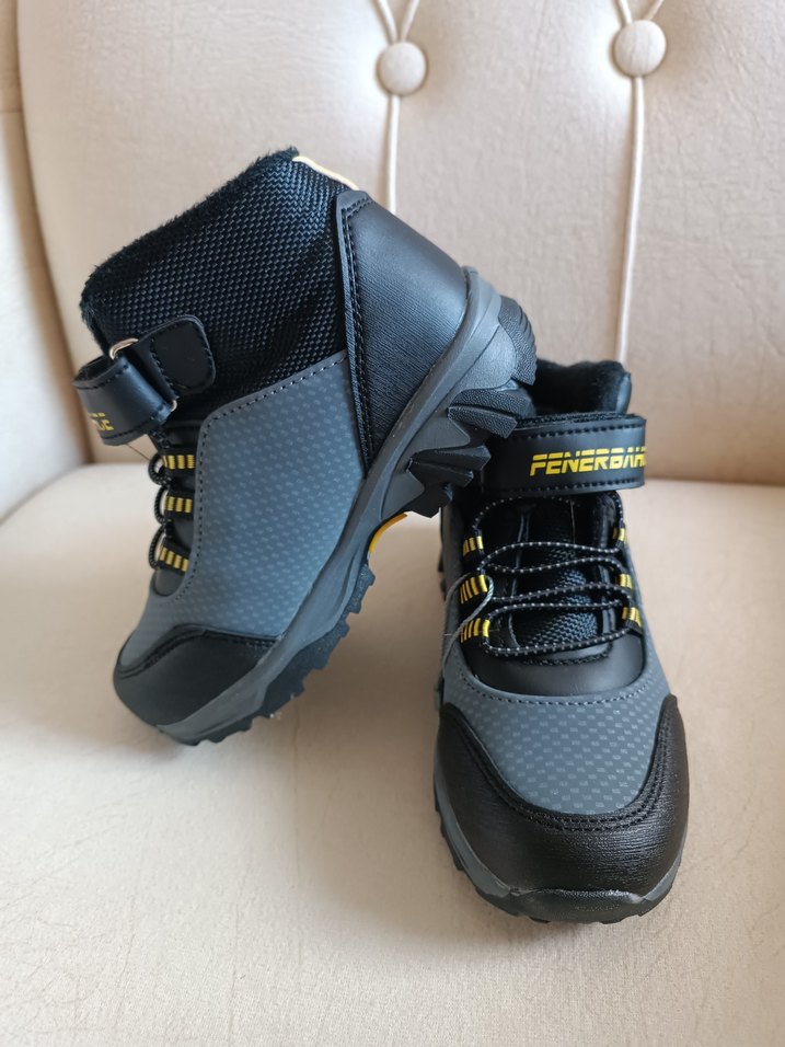 Gri Erkek Çocuk Spor Ayakkabı Velcro Bağcıklı - Görsel 5