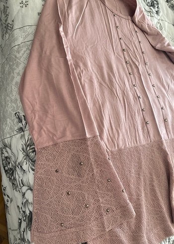 xl Beden Uzun İspanyol Kollu Pembe bluz