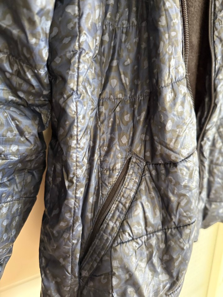 Leopar Fermuarlı Gri Kadın Ceket - Görsel 3