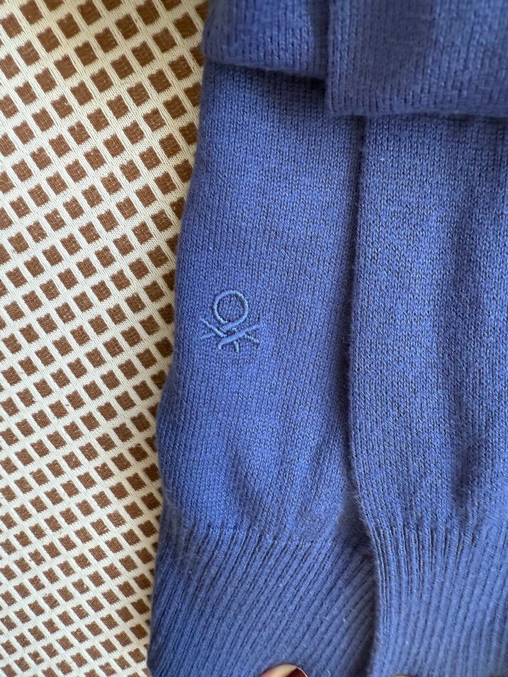 Kadın Mavi Pamuklu 
 Yaka Kazak - Görsel 3