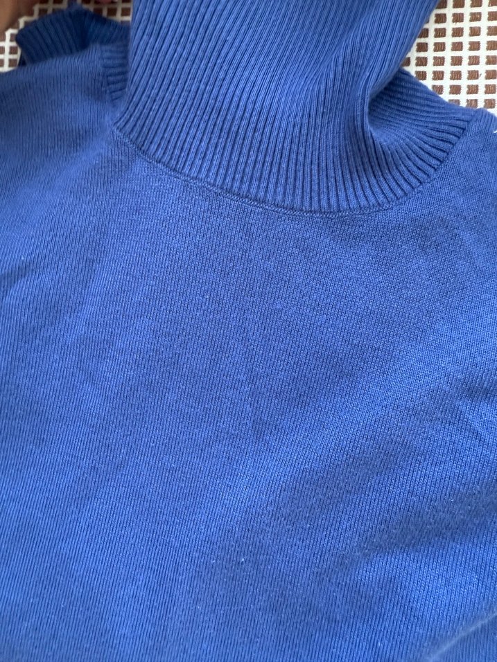 Kadın Mavi Pamuklu 
 Yaka Kazak - Görsel 2