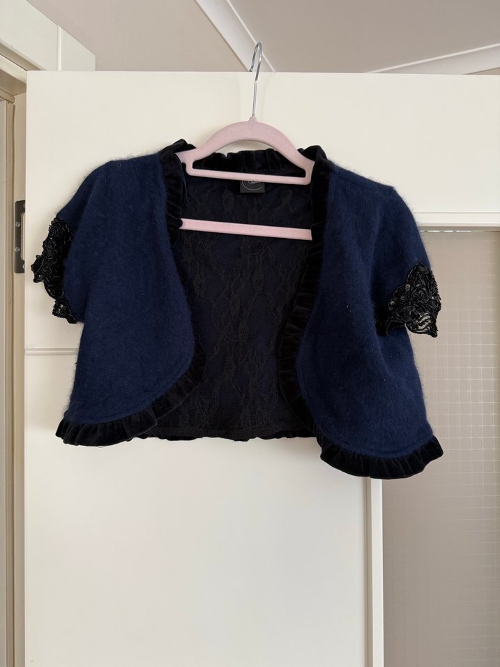 Kızlar için Kürklü Mavi Bolero - Görsel 2