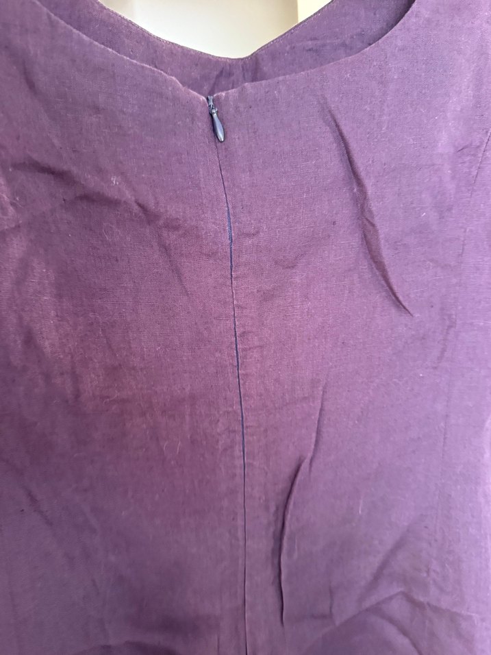 Mor Kolsuz Keten Midi Elbise - Görsel 2