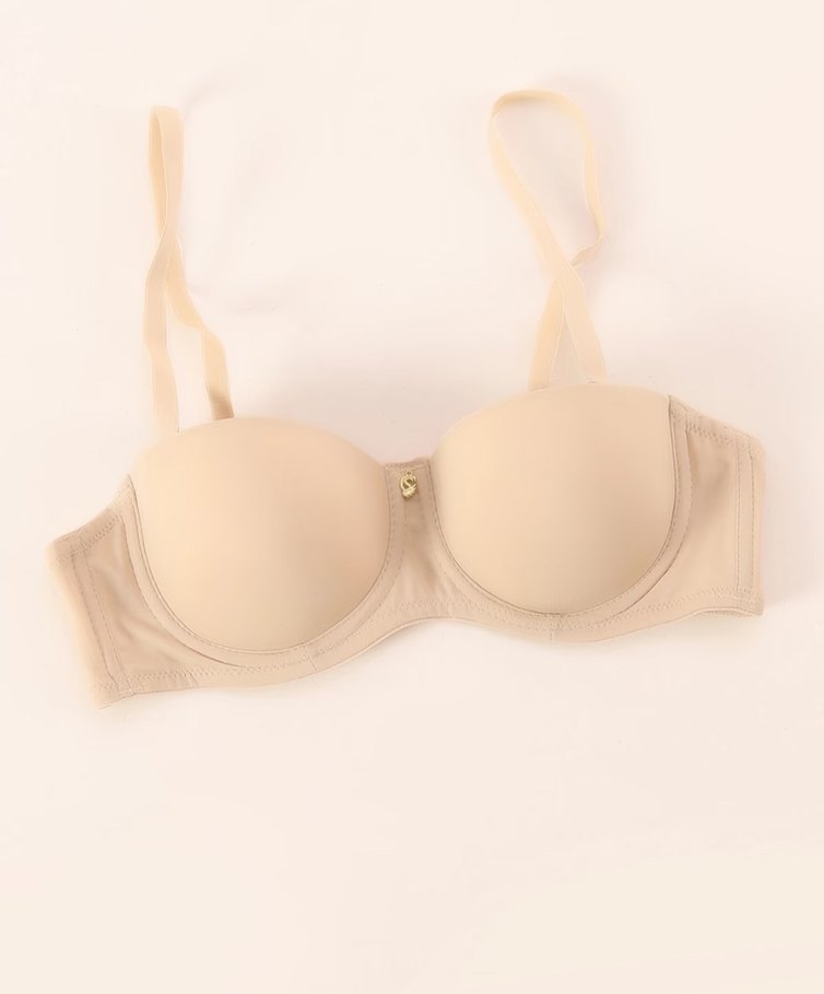 Bej Düz Straplez Basic Sütyen - Görsel 2