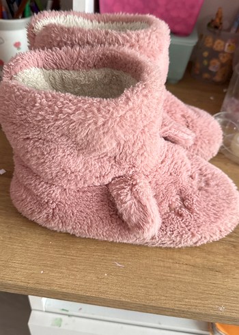 Kız Çocuk Pembe Sıcak Peluş Ev Terliği - Görsel 2