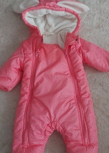 Kız Bebek Kapüşonlu Pembe Tulum - Görsel 2