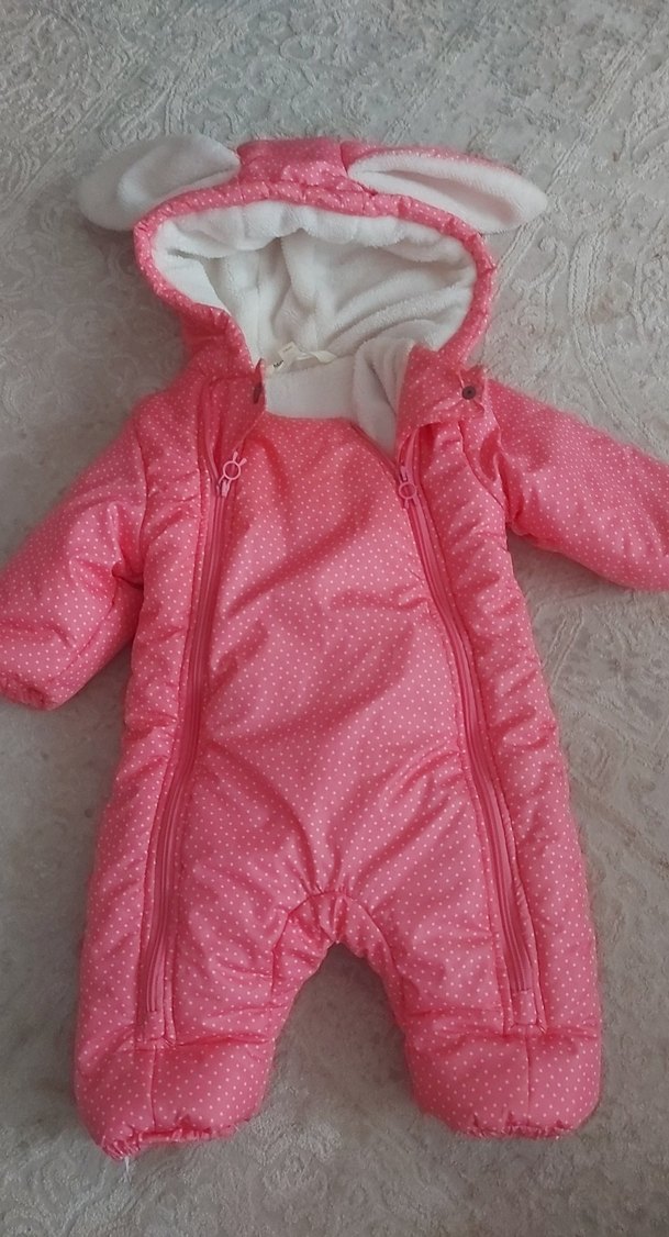 Kız Bebek Kapüşonlu Pembe Tulum - Görsel 2